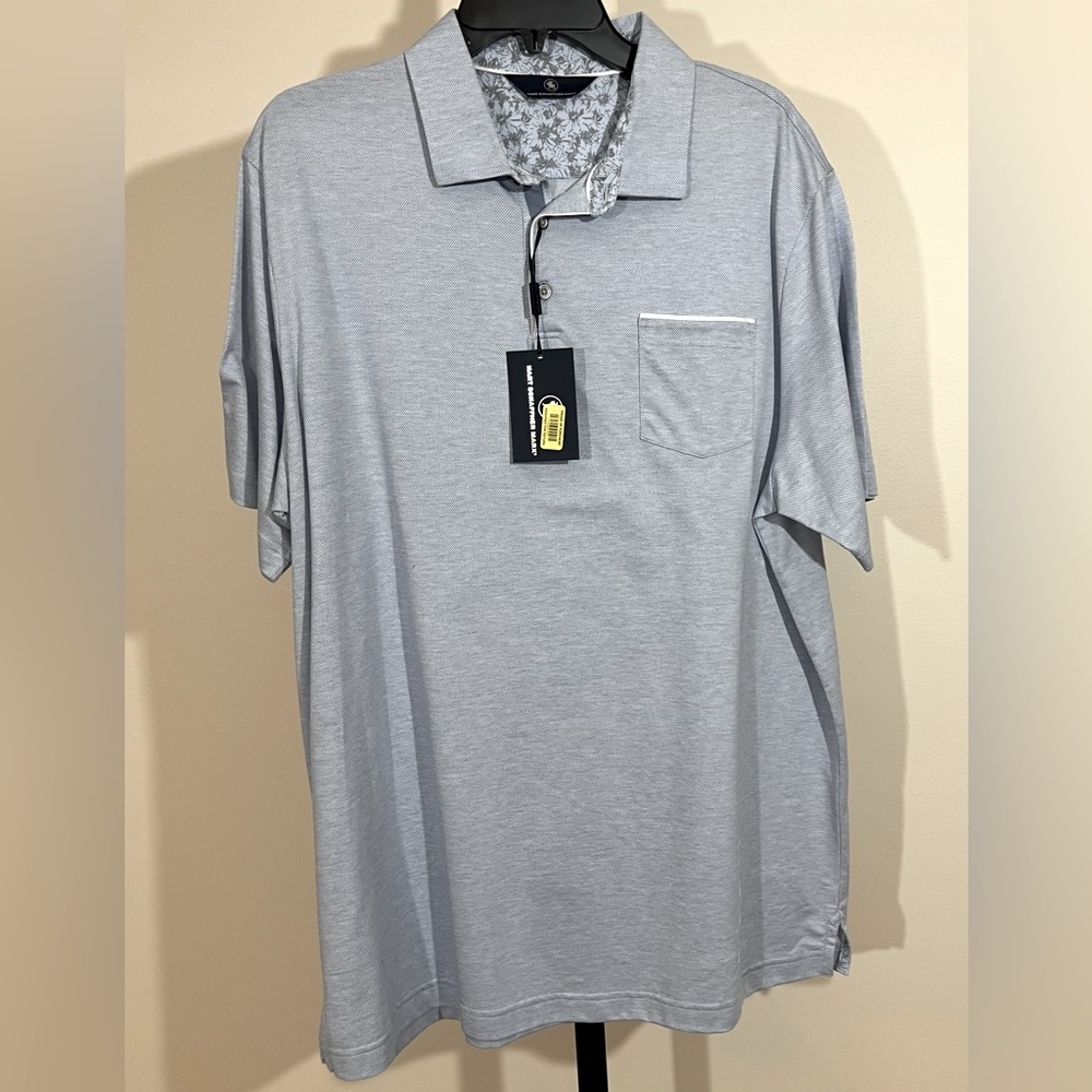 🔴 Nwt Hart Schaffner Marx mens XL blue shirt sleeve polo shirt